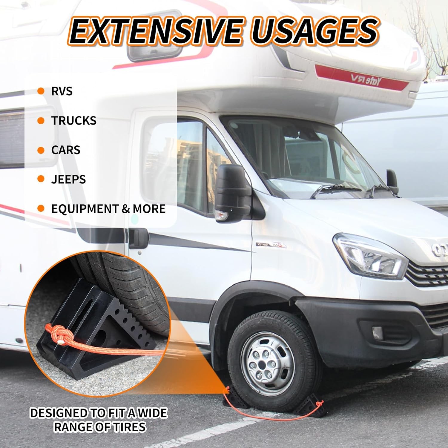 Premium Rubber Wheel Chocks with Carry Handles, Solid RV Tire for...