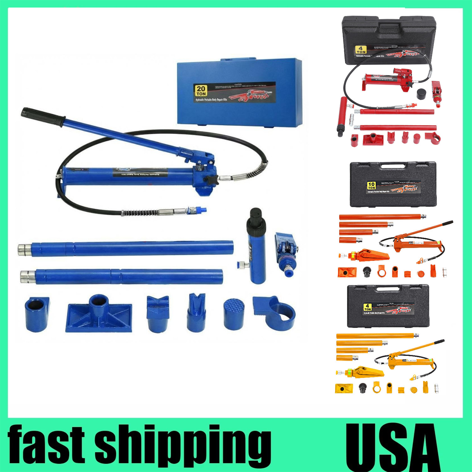 ⭐4/10/20 Ton Porta Power Hydraulic Jack Air Pump Lift Ram Body Frame Repair Kit