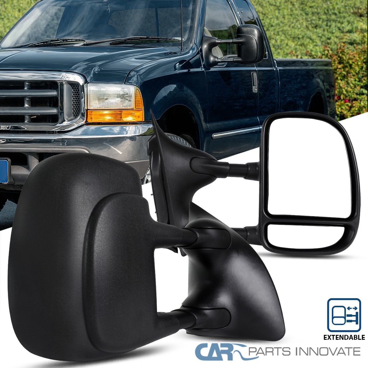 Fits 1999-2016 Ford F250 F350 F450 Super Duty Manual Towing Side Mirrors Pair