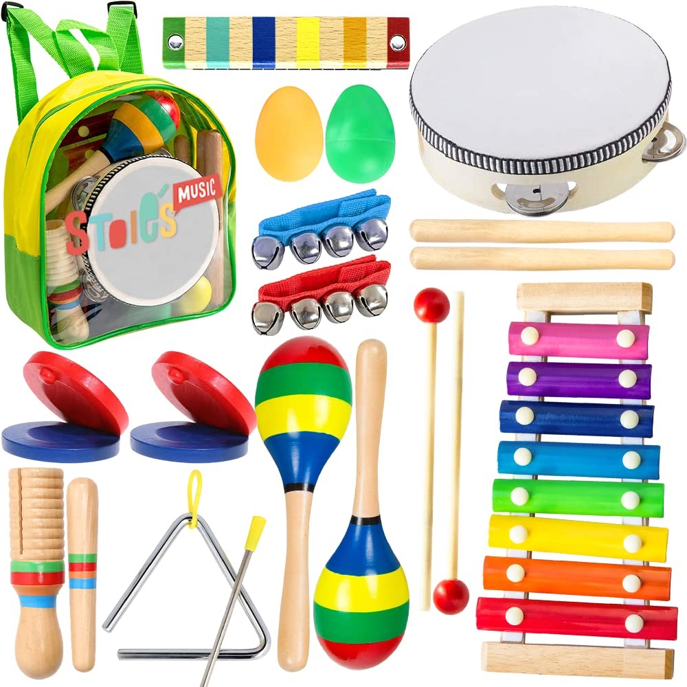 Stoie's Musical Toys for Toddlers, Wooden Percussion Instruments Toy for Kids Ba