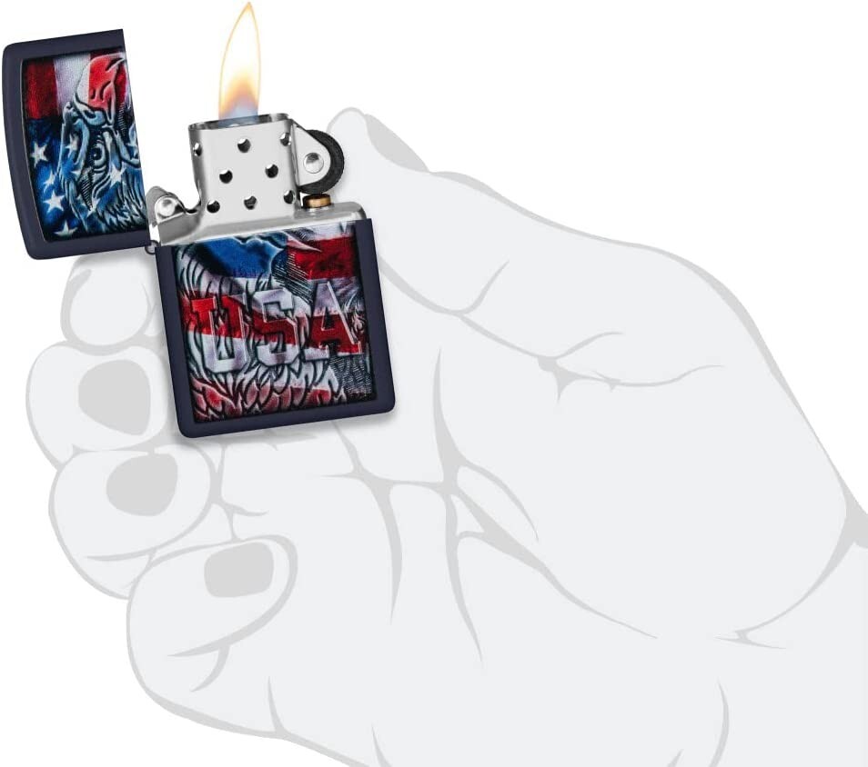 Zippo Eagle Flag Design Navy Matte 48189
