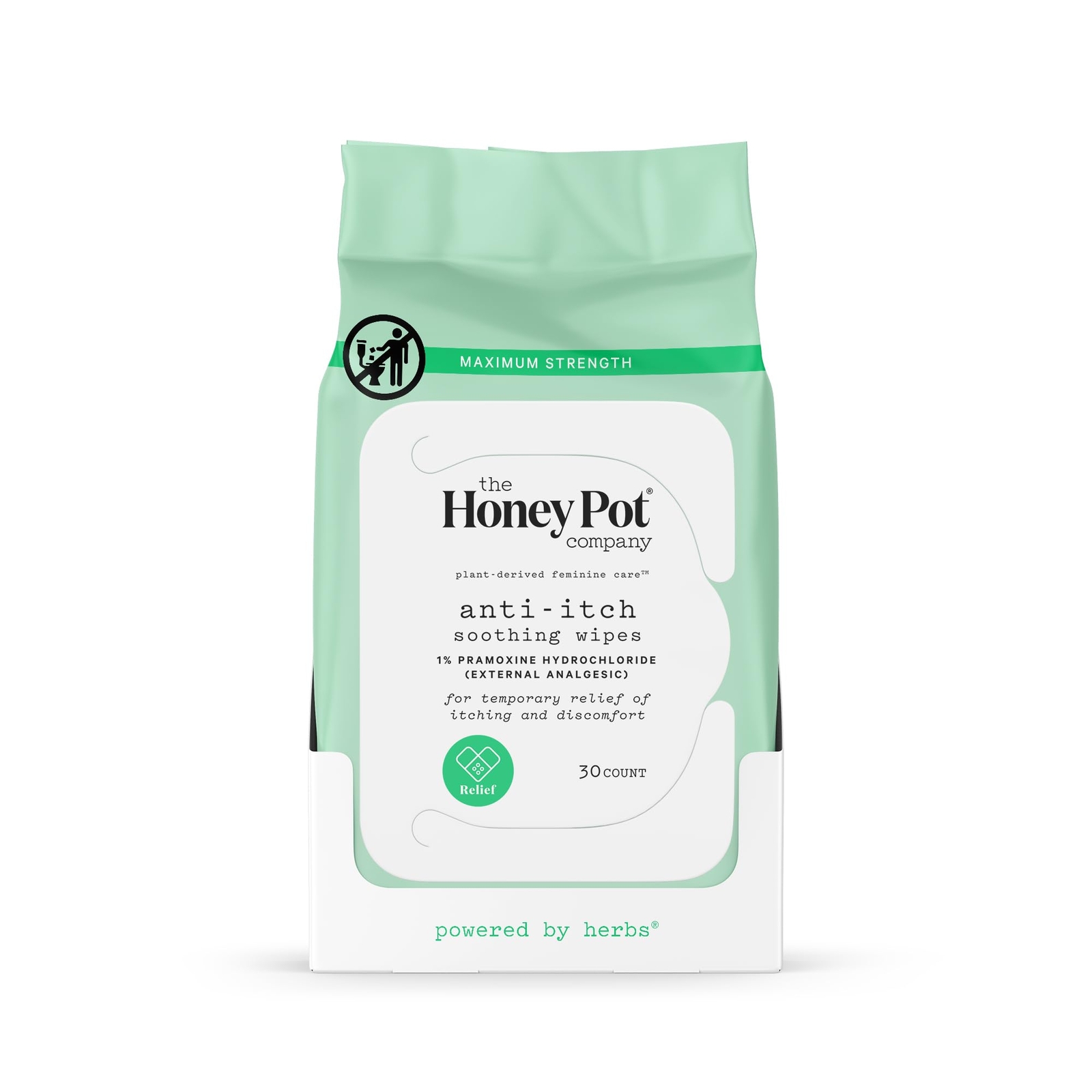 Honey Pot Instant Vaginal Itch Relief Wipes 30 Count Herbal Soothing Care