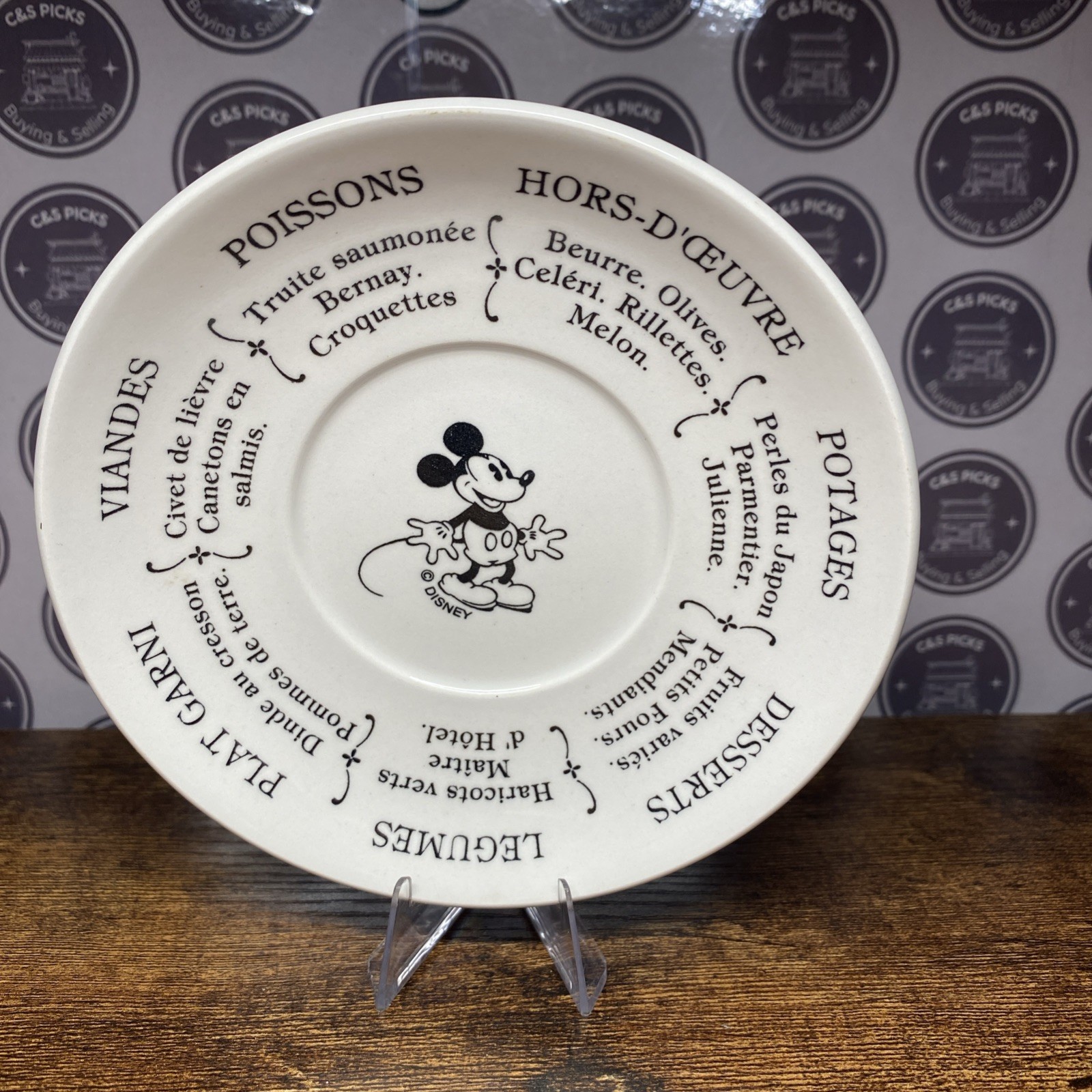 Vintage Mickey Mouse Staffordshire Saucer Plate Collectible Disney England Retro