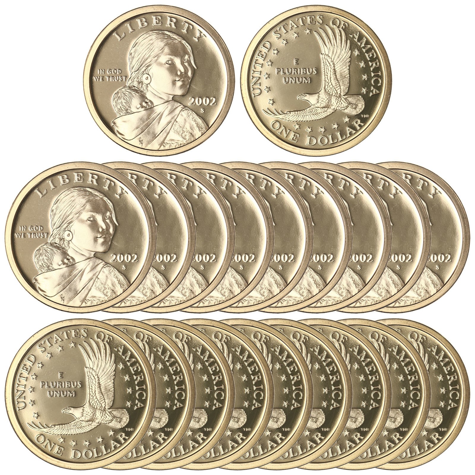 2002 S Native American Sacagawea Gem DCam Proof 20 Coin Roll