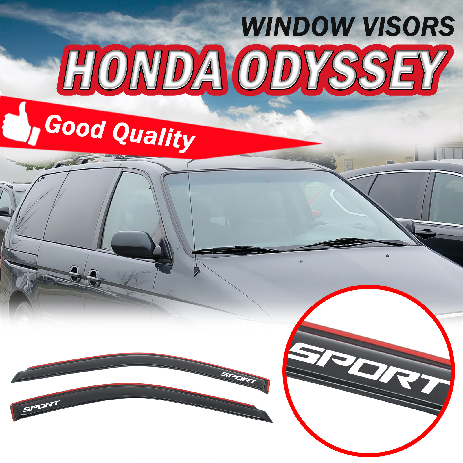 Fits 99-04 Honda Odyssey In Channel Window Visors Rain Vent Guard Shade Acrylic