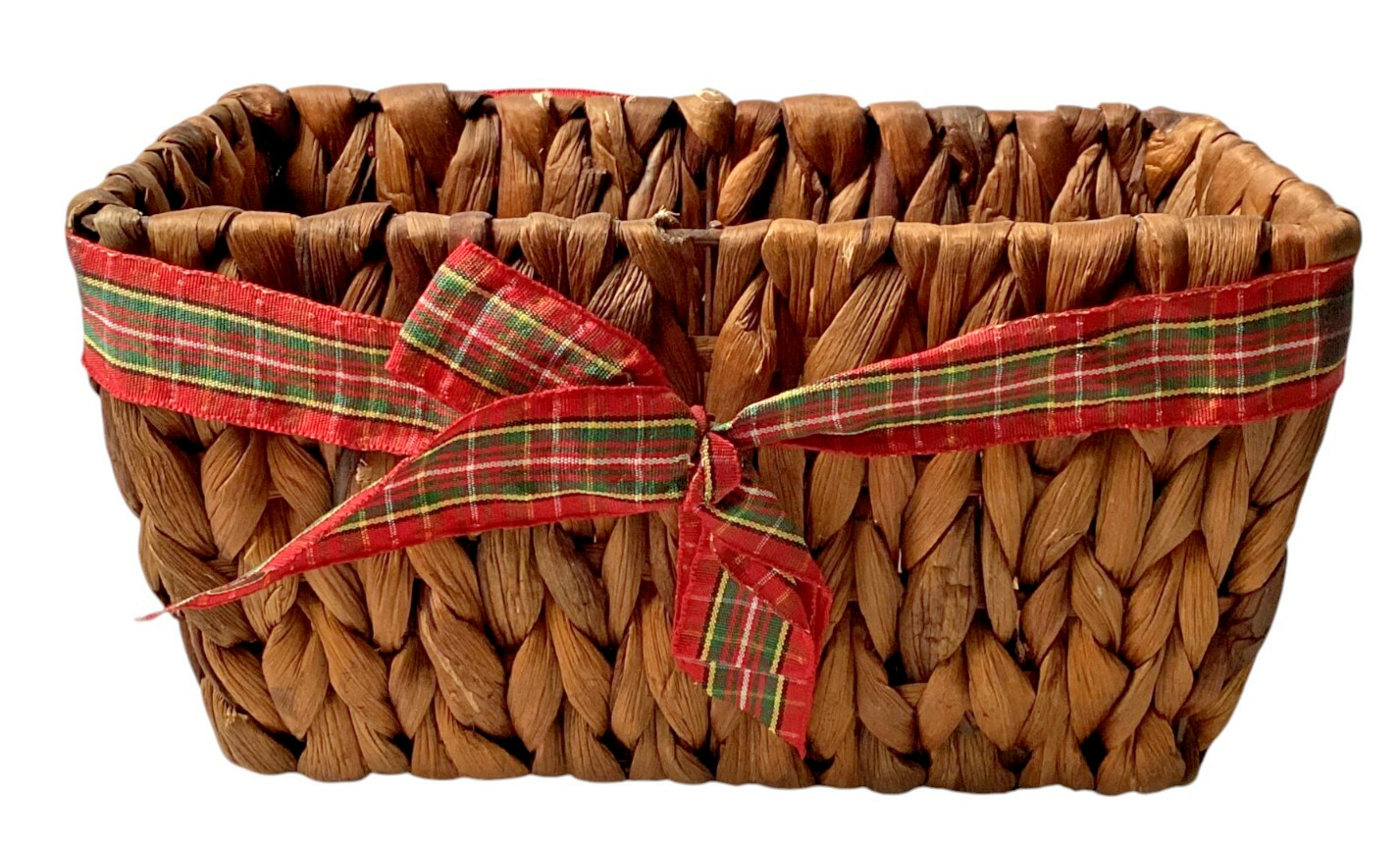 Wicker Basket with Bow, Rectangle Brown