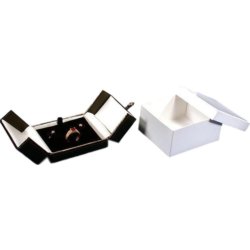 6 Black Ring & Earring Snap Lid Gift Boxes 3 1/2"