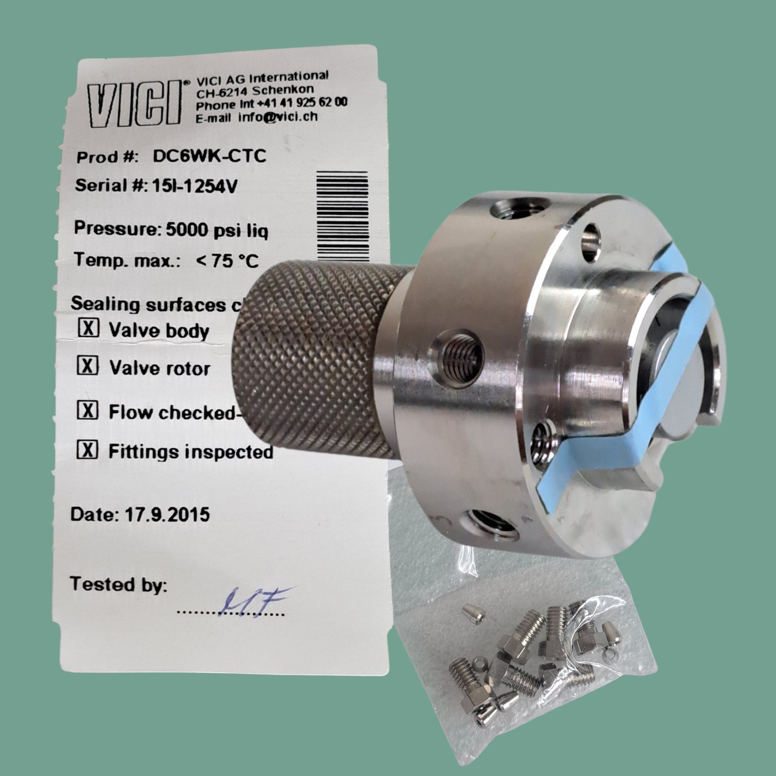 VICI Valco DC6WK‑CTC High‑Pressure 6‑Port Liquid Valve 5000 psi New Old Stock
