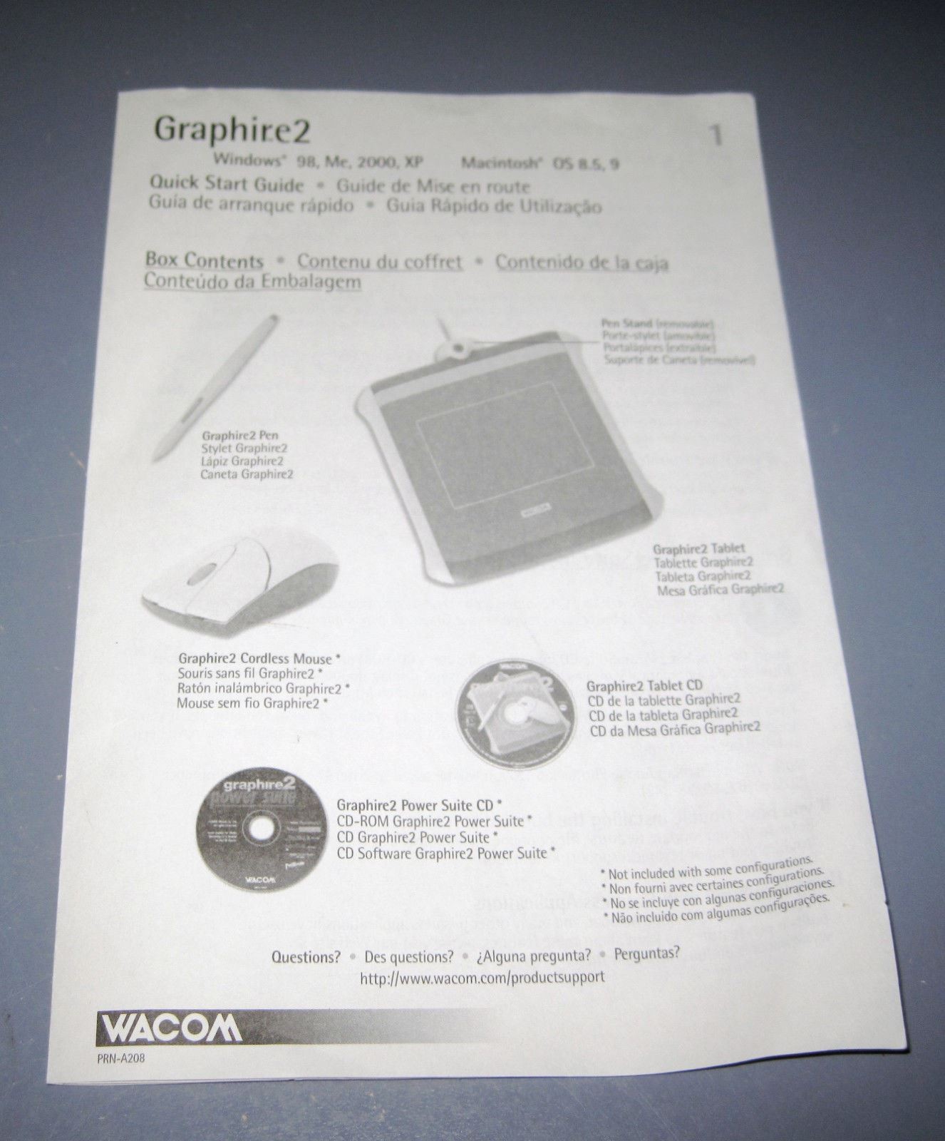 2001 Wacom Graphire 2 Graphire2 Drivers CD for Windows 98-XP & Mac OS 8.5-9