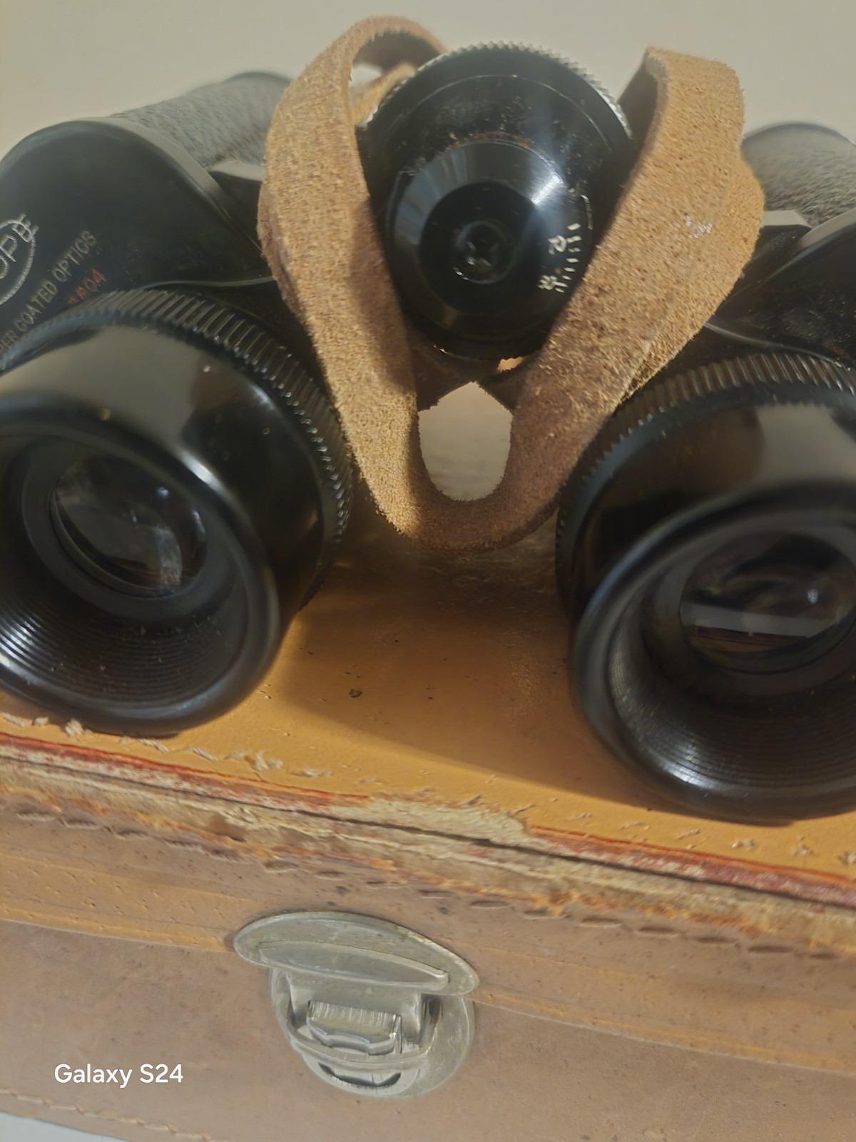 Vintage Binoculars Scope Amber Coated Optics #3804 Read Description