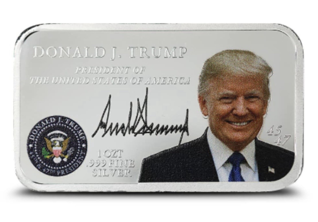 1 OZ COLORIZED DONALD J TRUMP PRESIDENTIAL .999 PURE SILVER BAR BRAND NEW