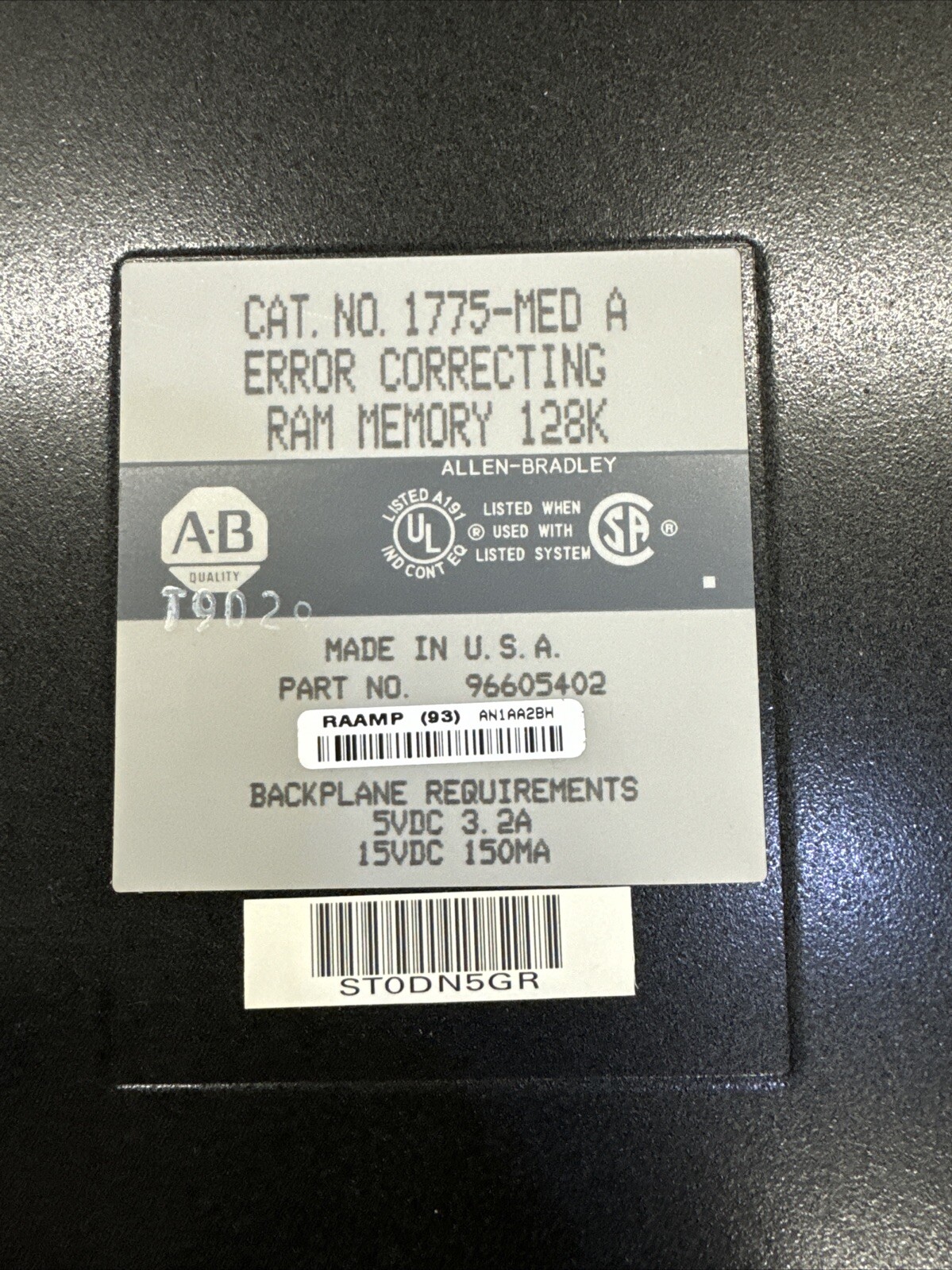 Allen Bradley 1775-MED Ser A Error Correcting Ram Memory Module 128k NEW
