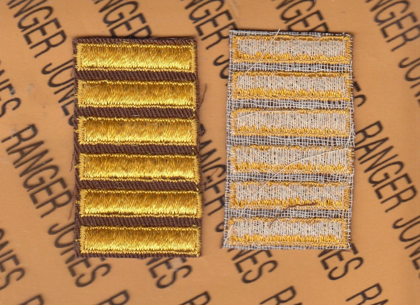 WWII Combat Overseas Service Stripe wool Gold Brown 6 Bars 36 months 1.5" patch