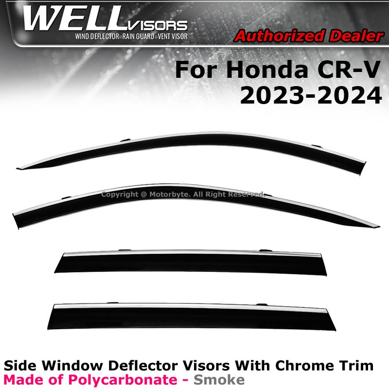 WELLvisors Window Visors For 2023-2026 Honda CR-V CRV w/ Chrome Trim 3-847HD046