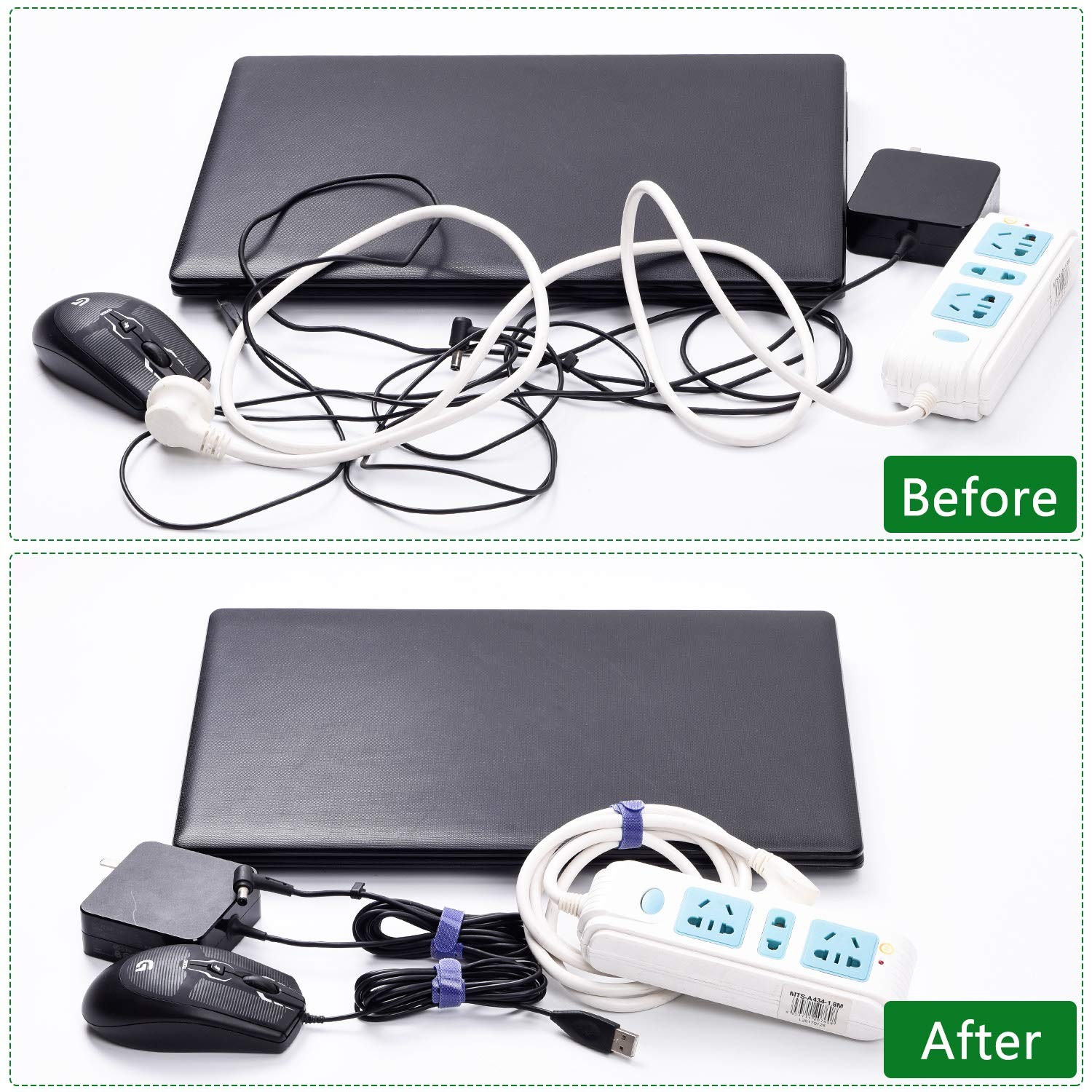 60 Pcs Reusable Fastening Cable Ties Hook and Loop, Multi-Purpose Cable Straps