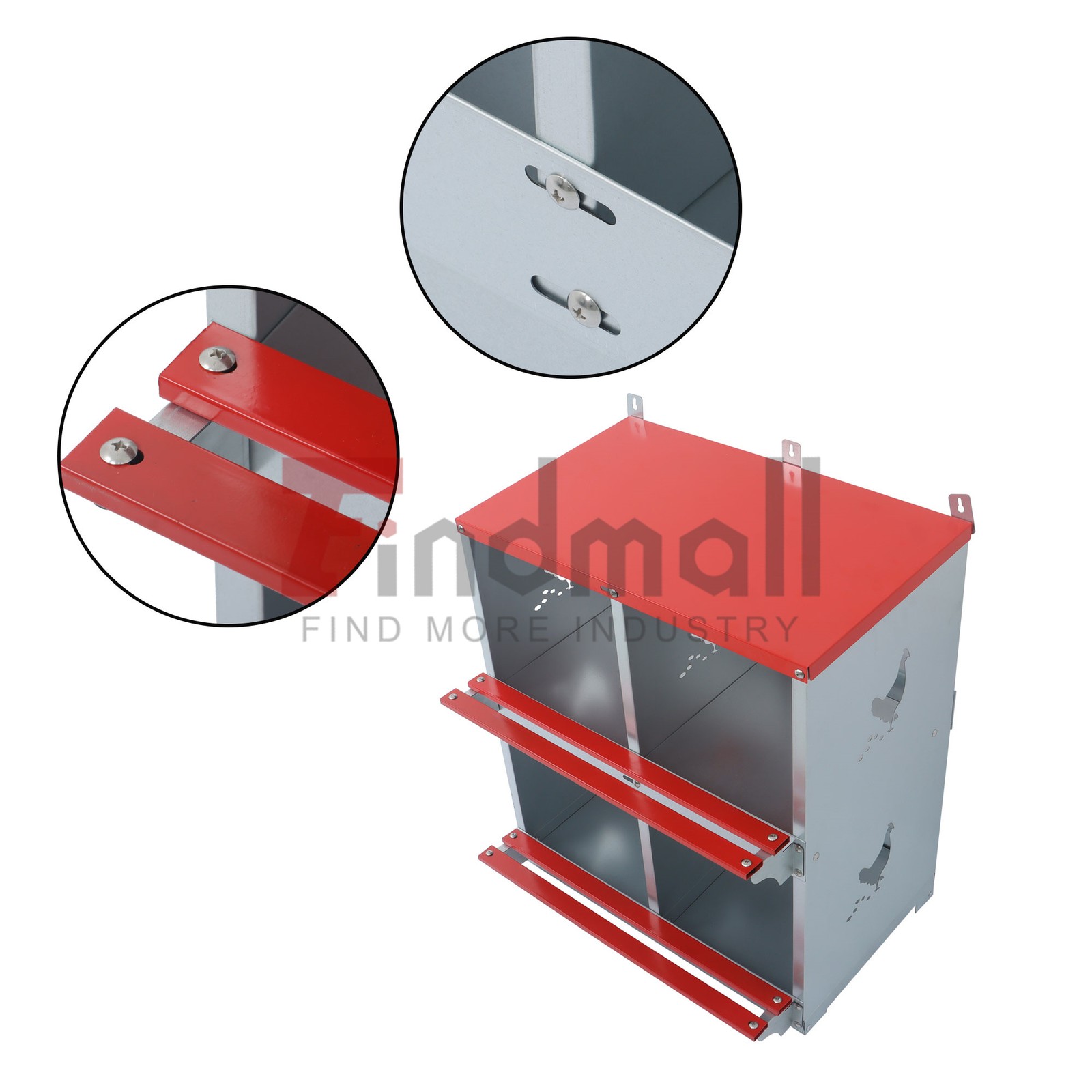 4 Compartment Chicken Nesting Boxes Metal Poultry Nest Box Wall Mount For Hens