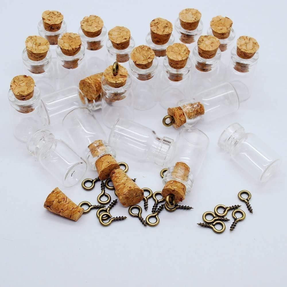 120 Pcs 0.5ml Mini Cork Bottles Vials Clear Small Glass Bottles Tiny Jars wit...