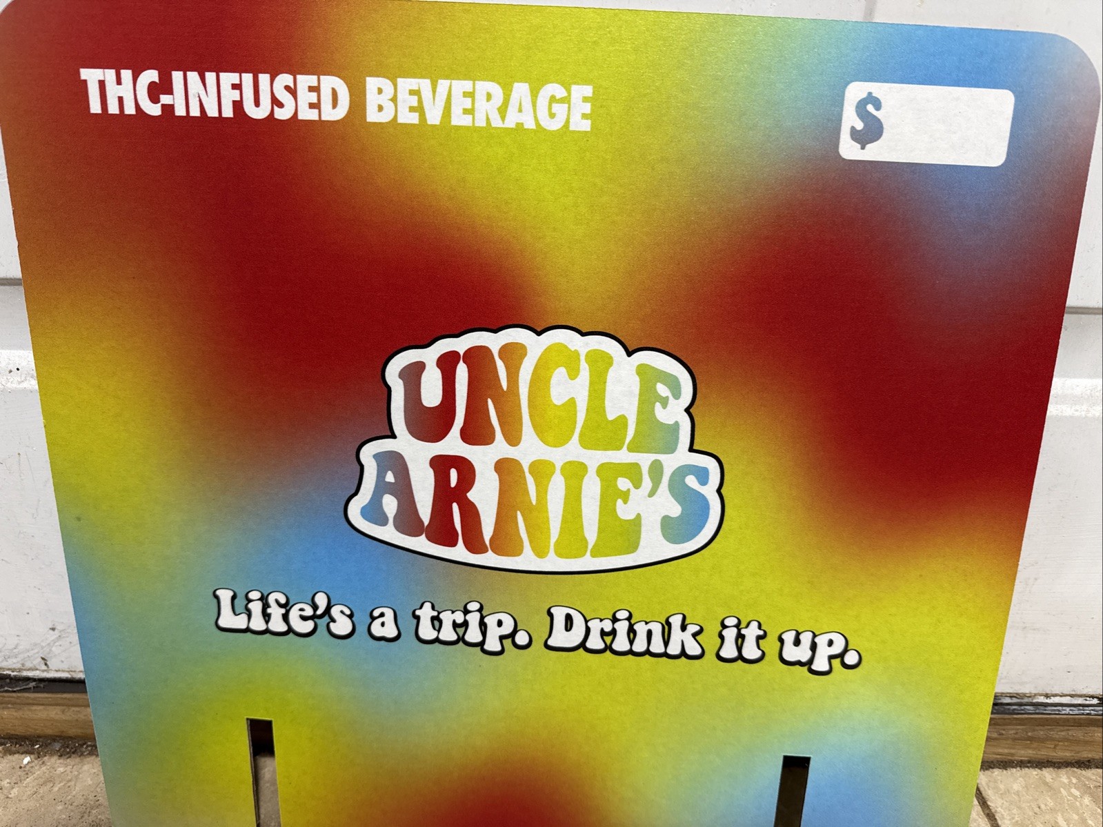 Uncle Arnies THC Beverage Cardboard Case card.double Sided Version 2