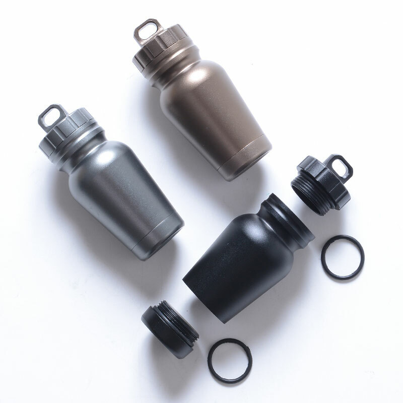 CNC Aluminium Alloy Outdoor Survival Waterproof Box Travel EDC Keychain Tank
