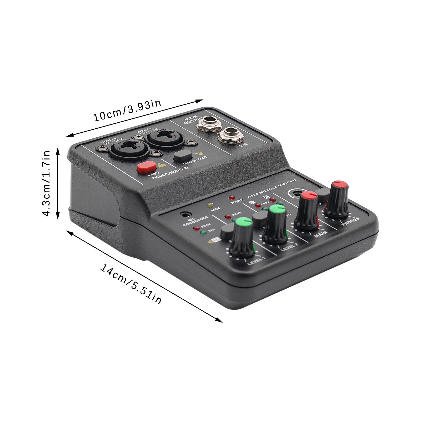 2 Channel Mixing Console Live Studio Audio DJ Mixer Sound Board USB Interface