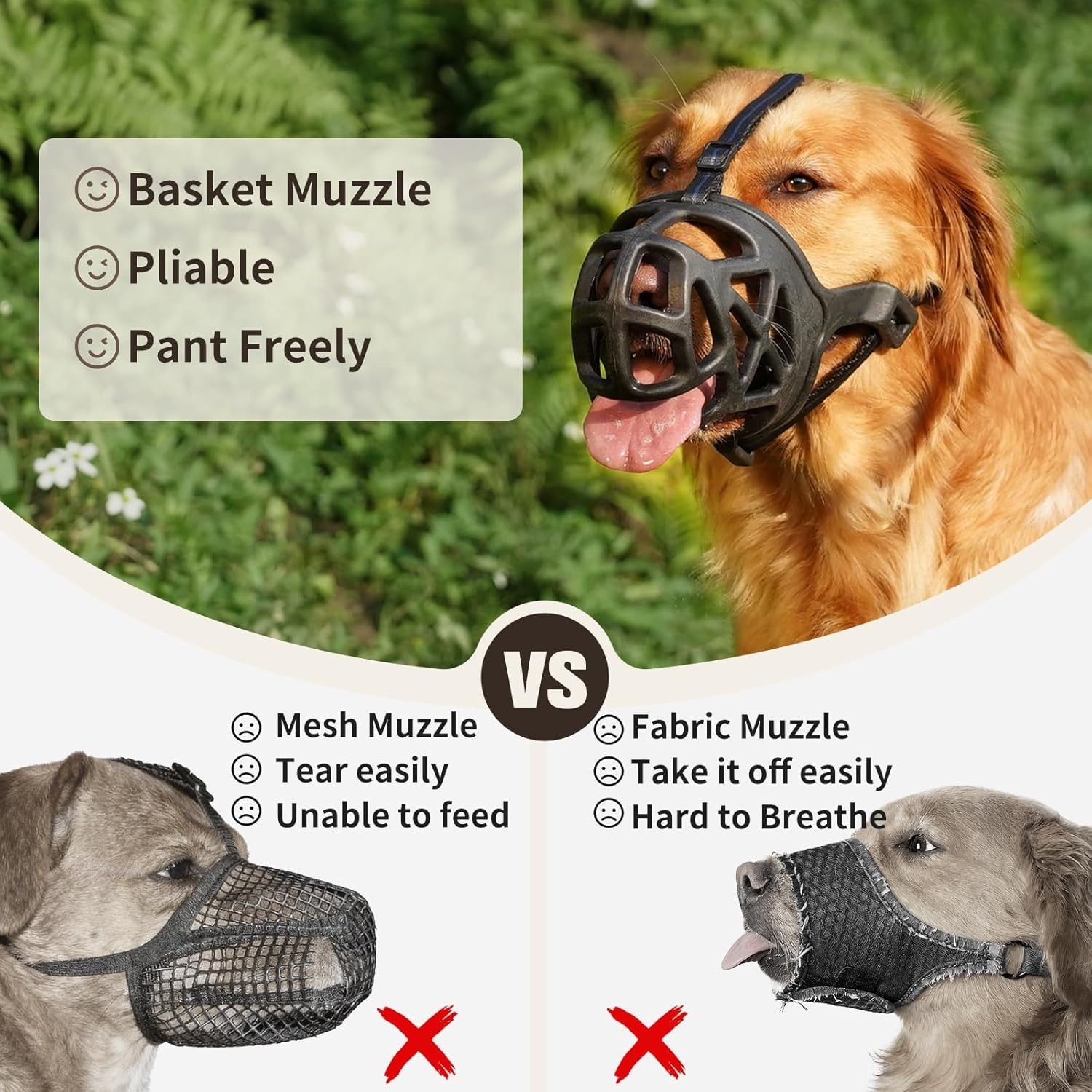 Adjustable Breathable Basket Muzzle for Medium Dogs - Safety & Comfort