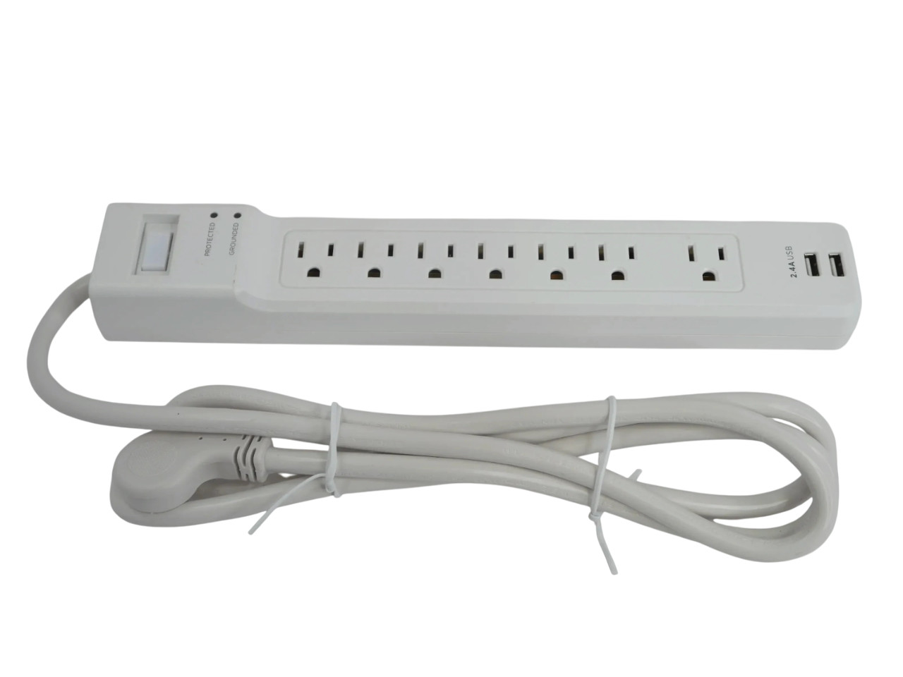 Lot of 2 Insignia- 7 Outlet/2 USB 1200 Joules Surge Protector - White
