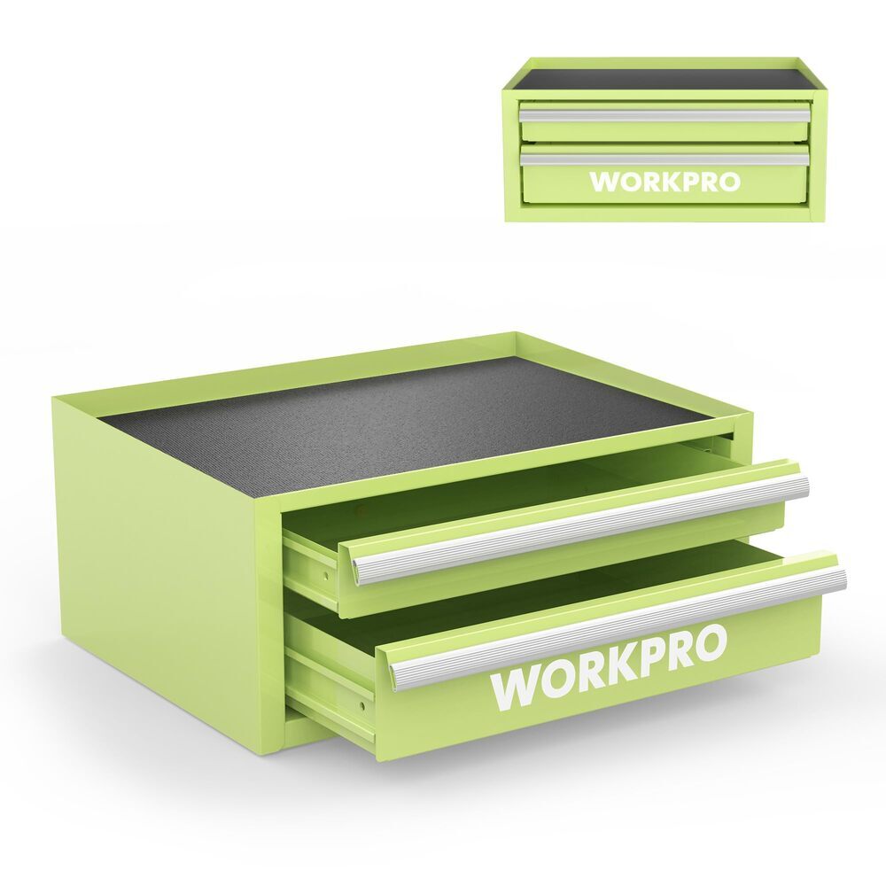 WORKPRO Mini Tool Box 12.5" 2 Drawer & 1 Open Top Storage Small Metal Tool Chest
