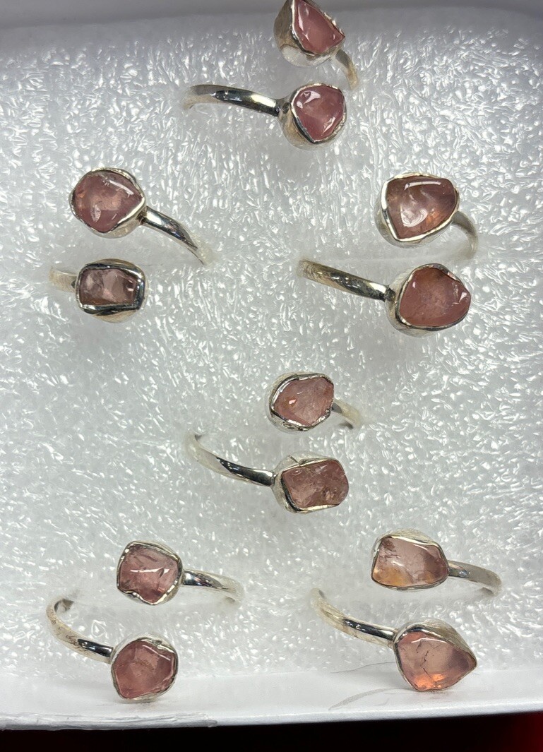 Rose Quartz thumb ring sterling silver size 5