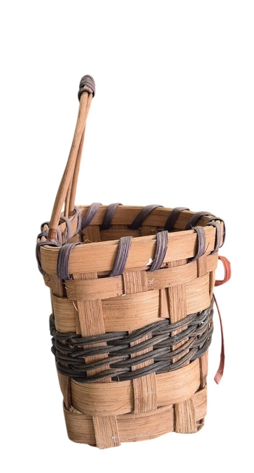 Woven Stripe Basket Dual Handle & Decorative Bow