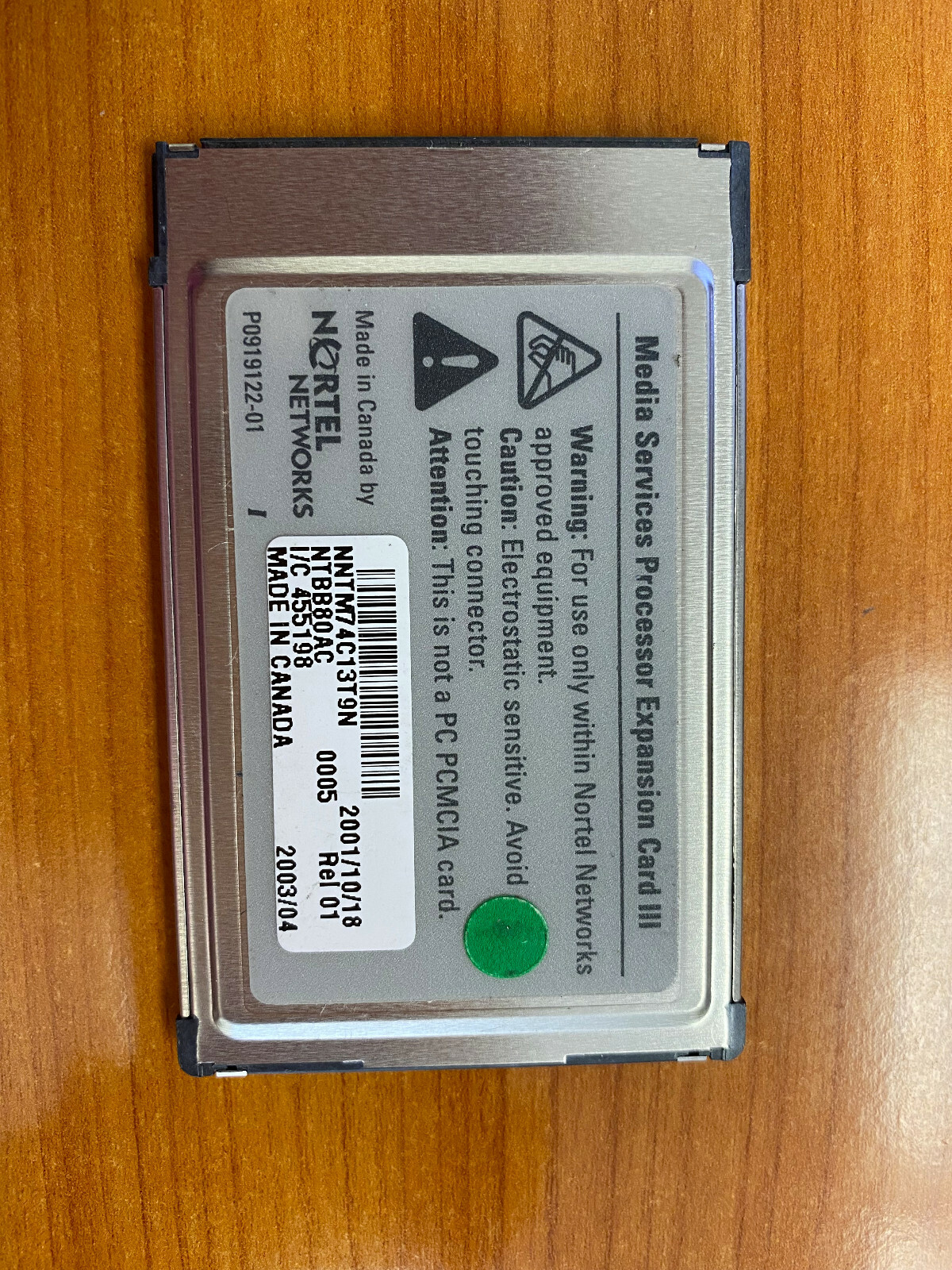 Nortel Media Services Processor Expansion Card III NTBB80AC Rel 1
