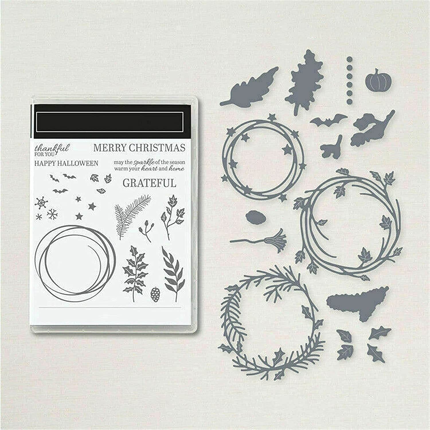 Stamps and Dies for Card Making, Christmas Flower Clear Stamps Cutting Dies f...