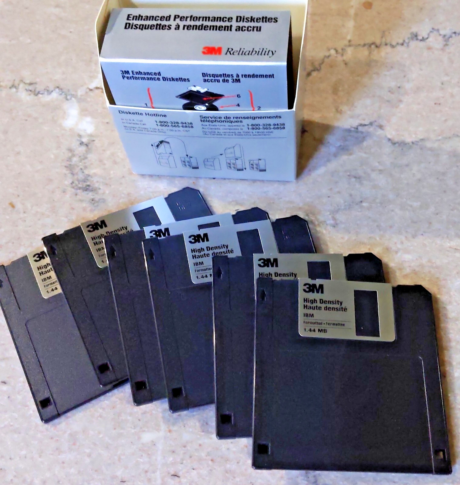 Set of Six New 3M Enhanced Performance Diskettes (1994), opened package