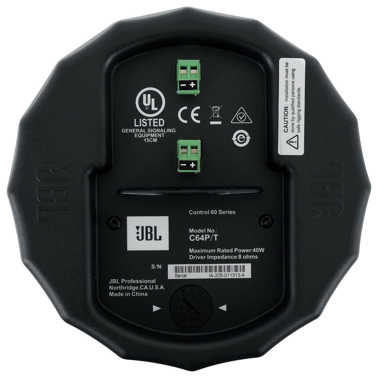 12 JBL Control 64P/T 4" 30w Commercial 70v Black Hanging Pendant Speakers C64P/T