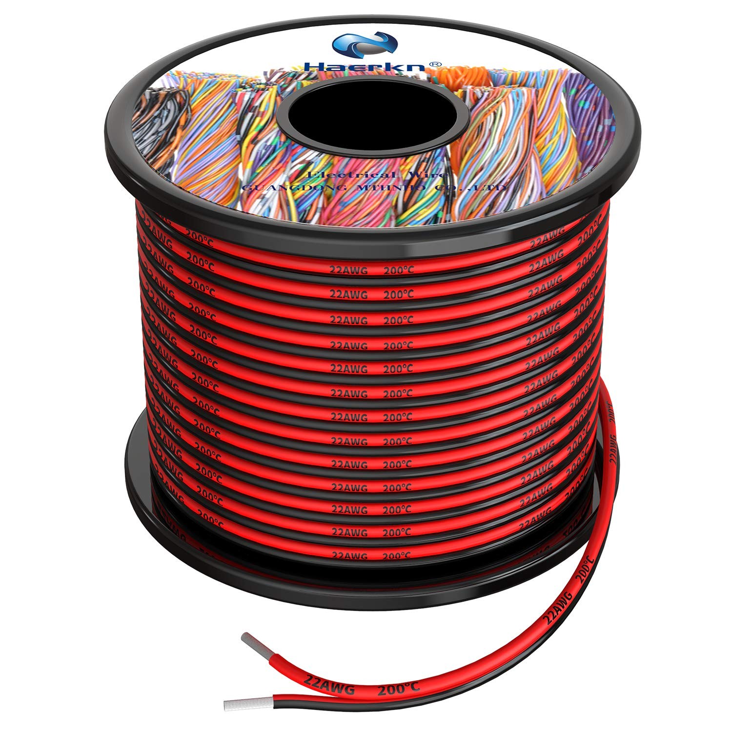 22 awg Silicone Electrical Wire 2 Conductor Parallel line 200ft Black