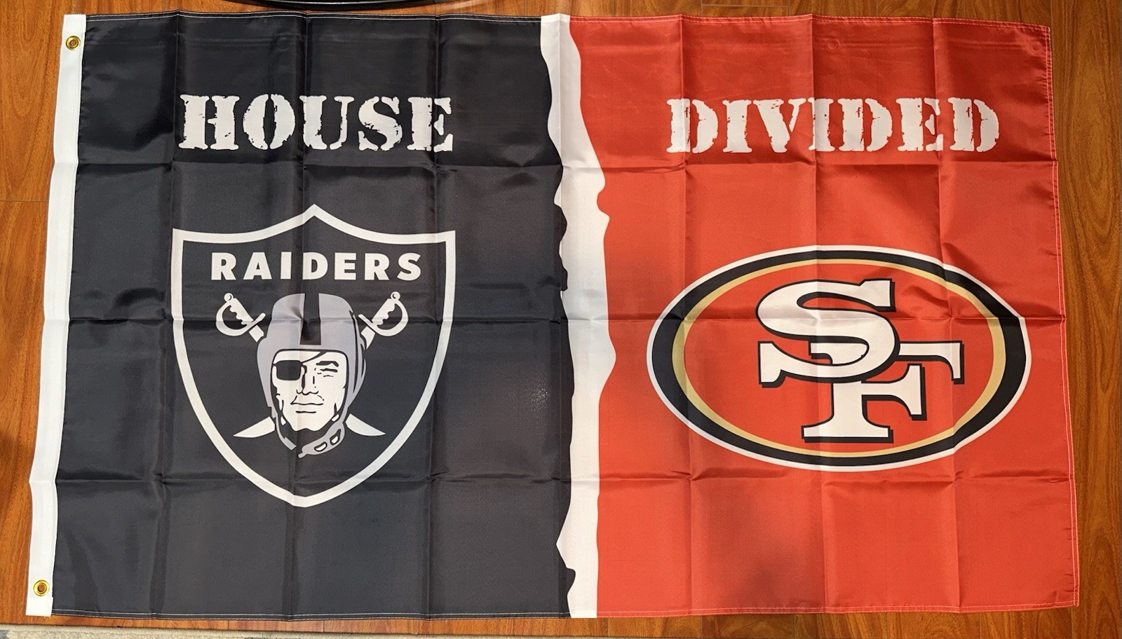 Las Vegas Raiders San Francisco 49ers House Divided Rivalry Flag 3x5 Banner