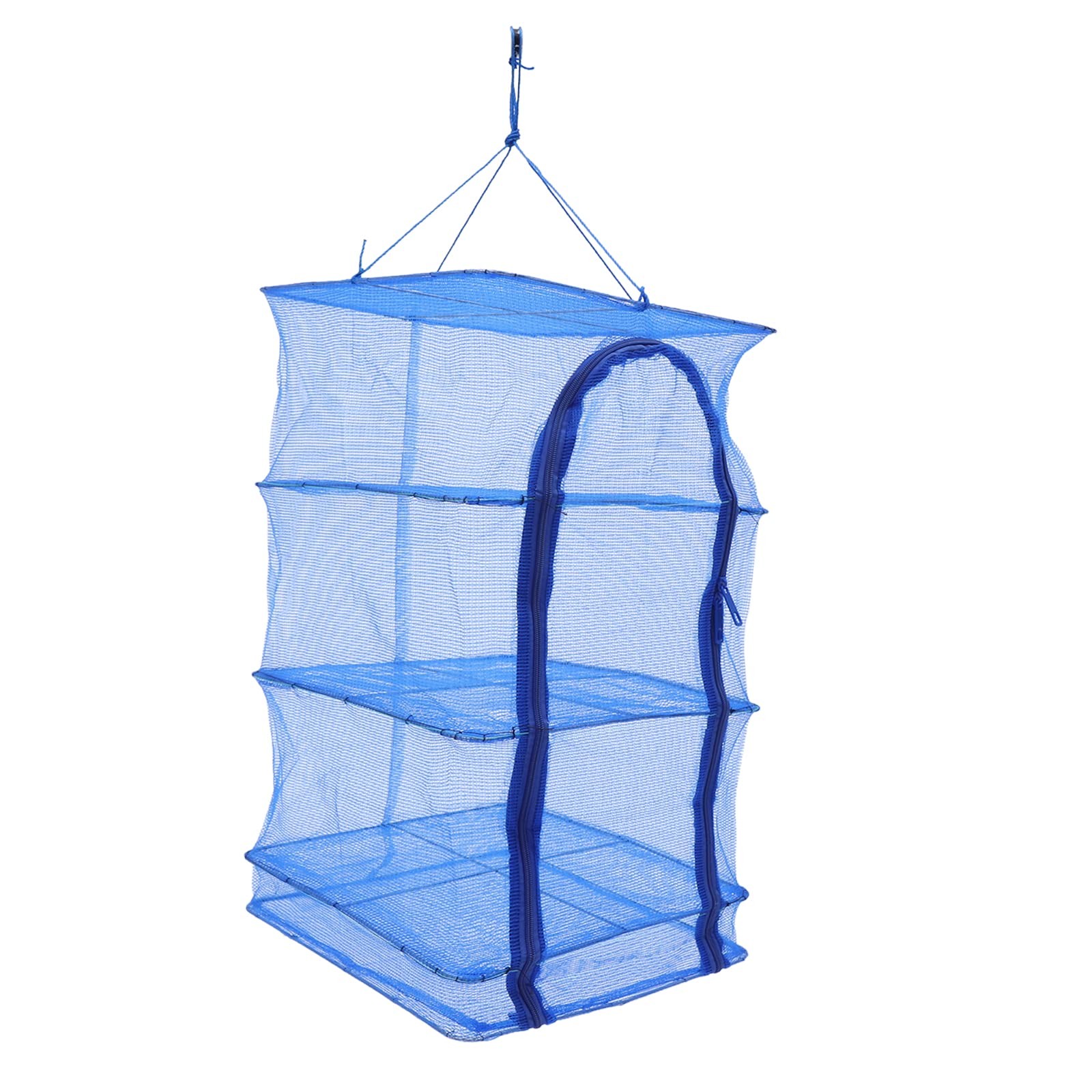 4-Layer Herb Food Fish Drying Rack Hanging Mesh Drying Net Foldable w/ Zipper