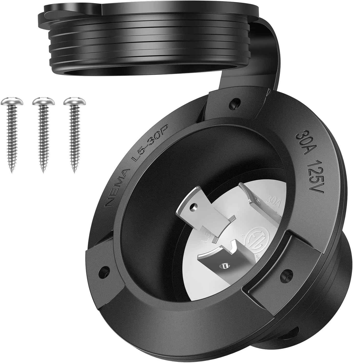 30A Shore Power Inlet NEMA L5-30P Flanged Inlet RV Plug Male Locking Outlet R...