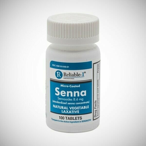 Senna Sennosides 8.6 mg Micro-Coated Tablets Natural Vegetable Laxative 100 Each