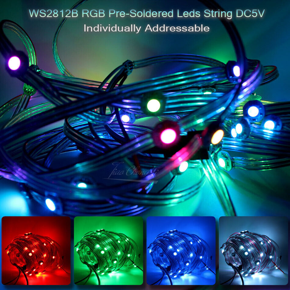 WS2812B RGB LED Module String Panel Pre-soldered on Heatsink with 9cm Wire 50PCS