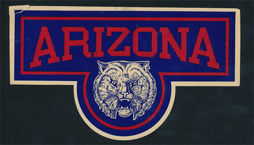 Arizona University RARE 1920's Paper Sticker NCAA Wildcats Decal_Arizona5B