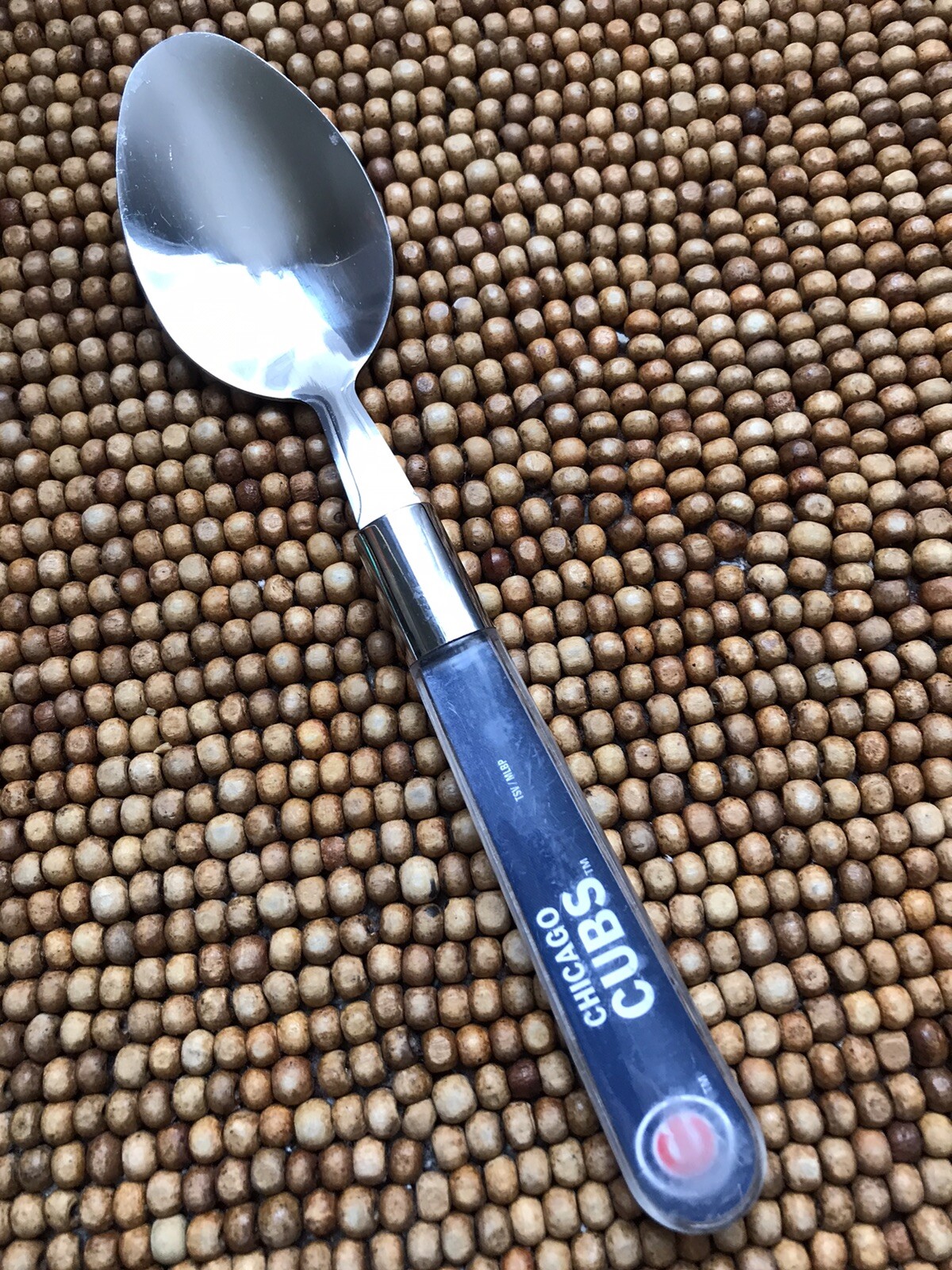 CHICAGO CUBS Baseball Red Blue Stainless Clear Plastic PLACE SOUP SPOON 7.75”