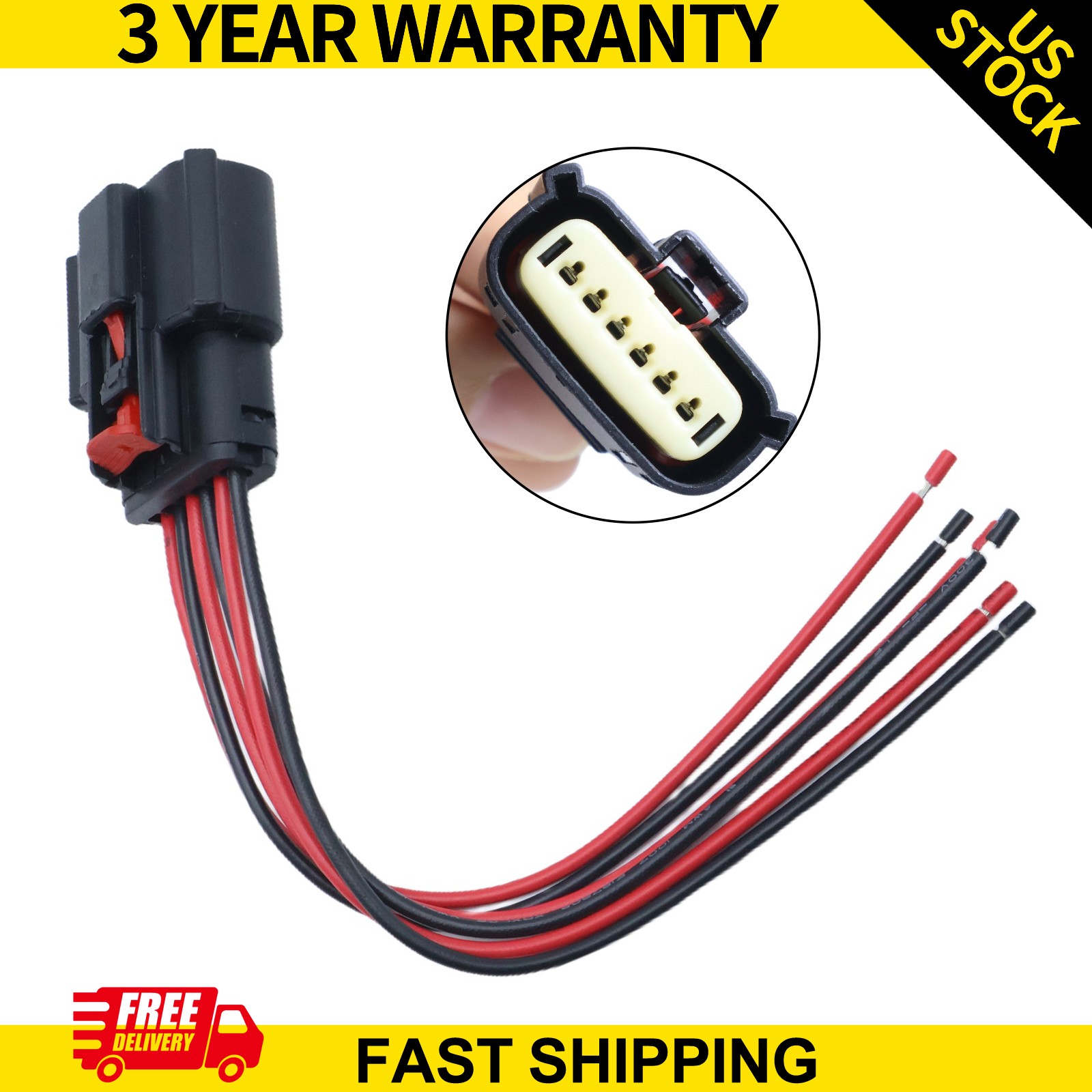 Replacement 6-Pin LED Fog Light Connector Fits Ford Mustang 2018-2023 New