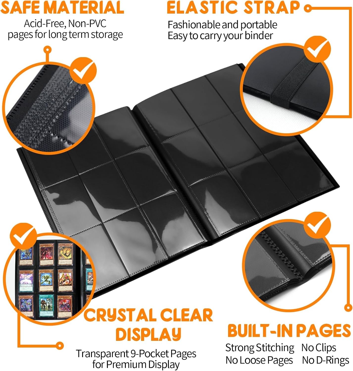 Trading Card Binder 9 Pocket, 360 Card Waterproof Folder with Top Loading Sleeve