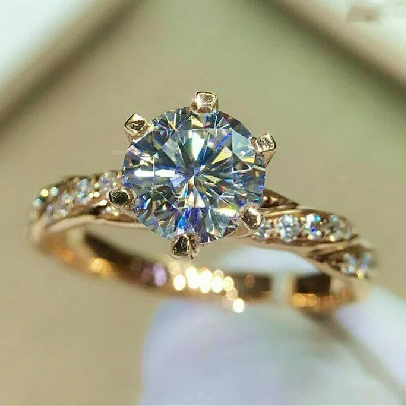 18k Yellow Gold Plated Rings for Women Pretty Cubic Zirconia Jewelry Size 6-10