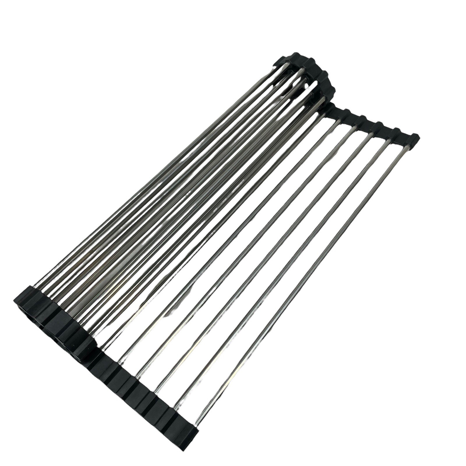 Over the Sink Roll Up Dish Drying Dryer Rack Drainer Stainless Black 14.5 x 14.5