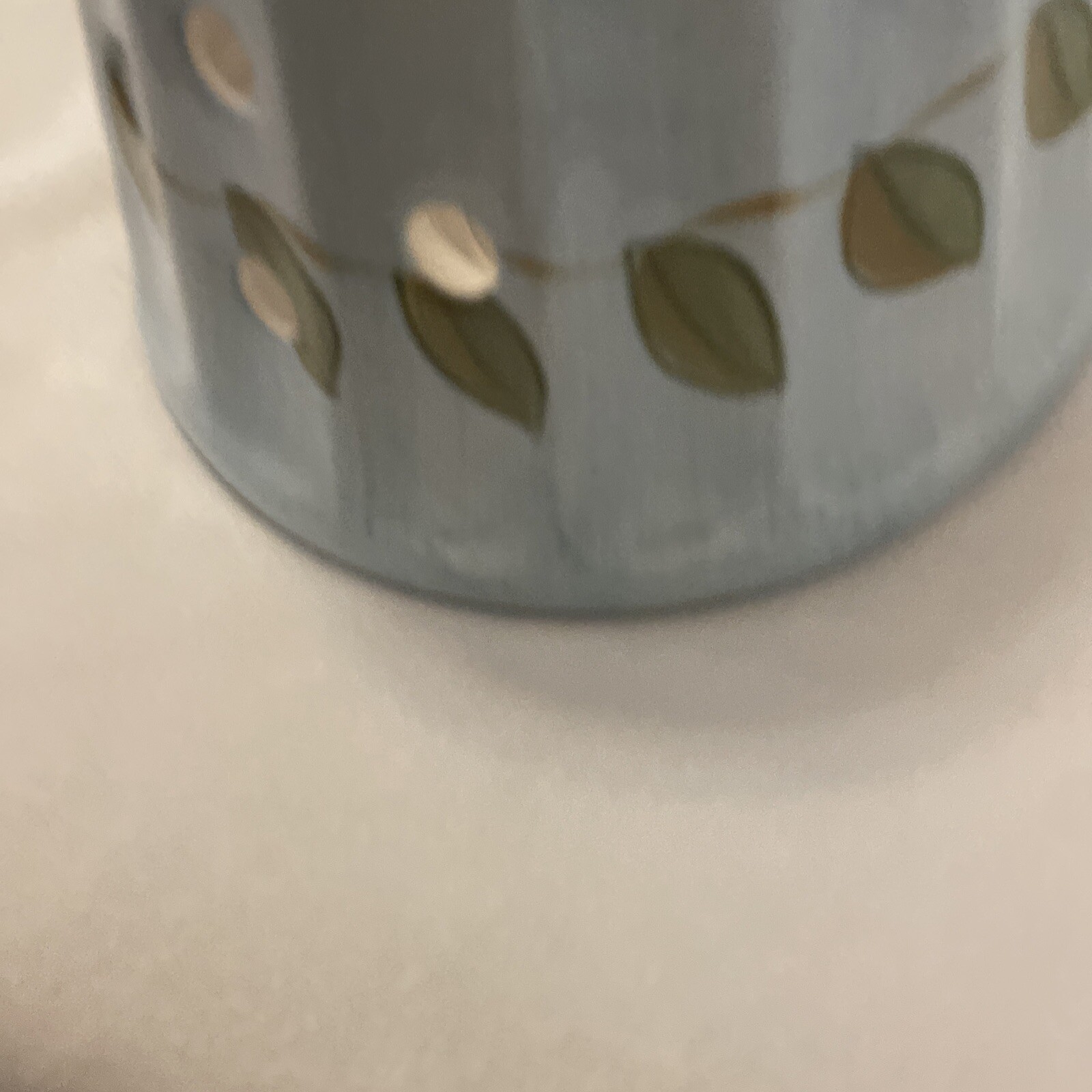 Ceramic Large Candle Jar Shade Topper Blue With Leaves