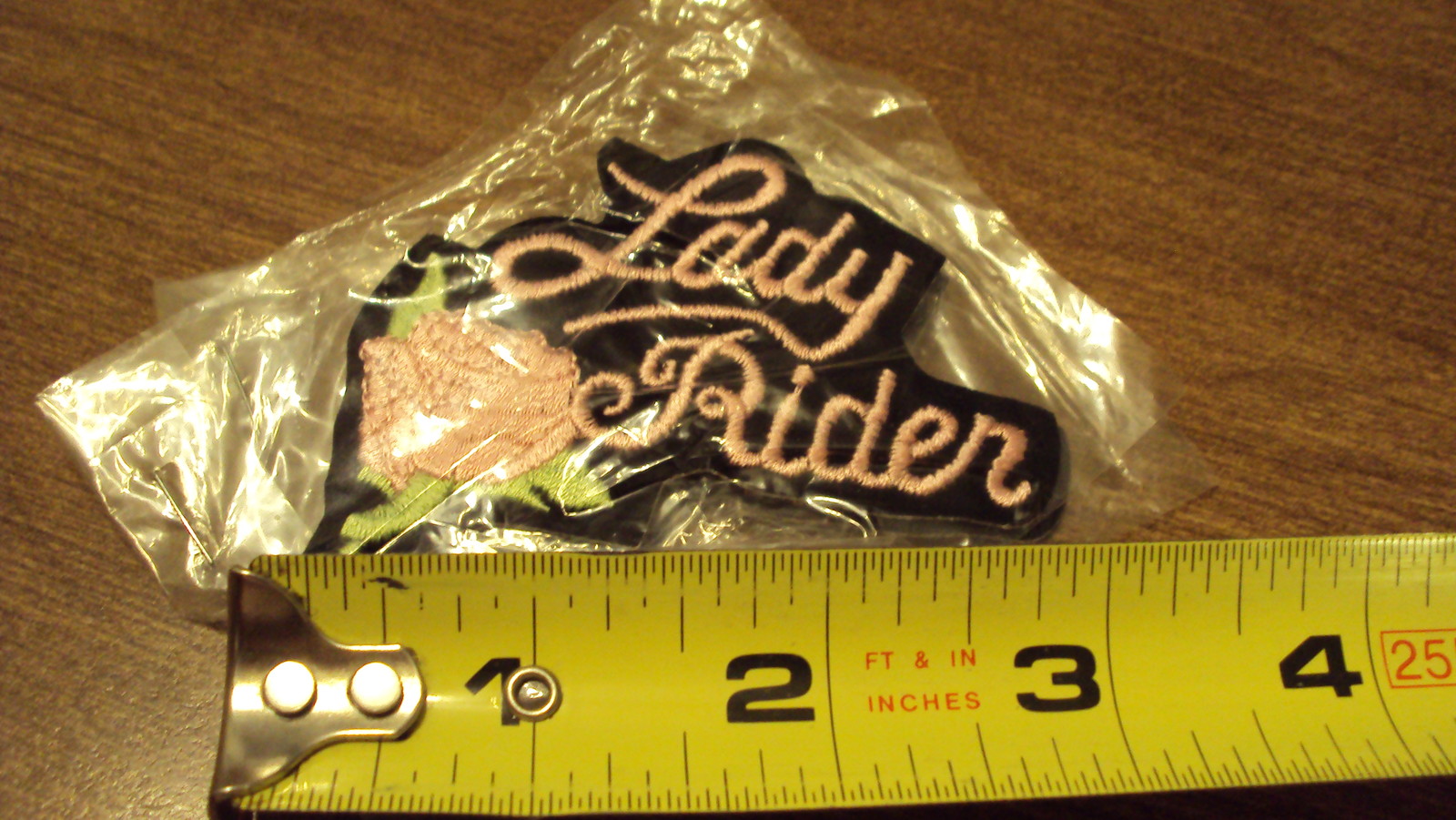 lady rider pink rose BIKER PATCH iron-on motorcycle vet rocker