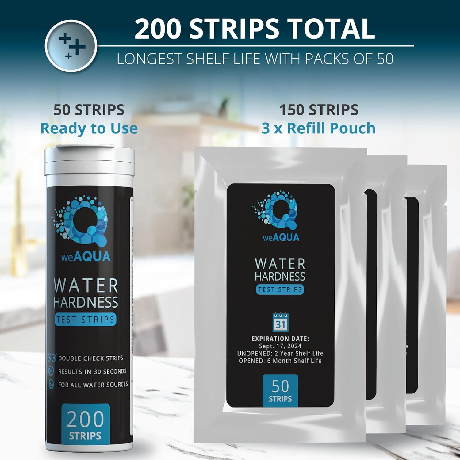 Doublecheck Water Hardness Test Kit 200 Strips with Sample Cup - Hard Water Test