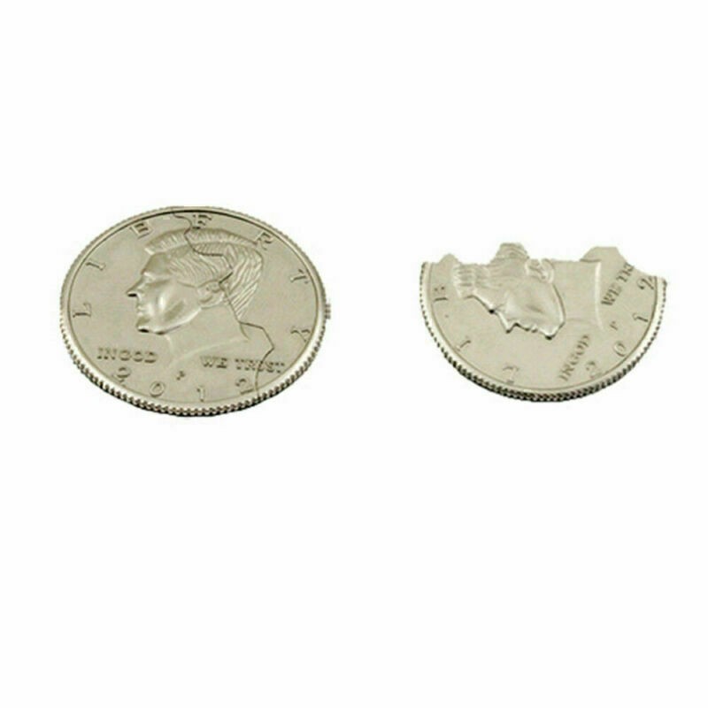 Creative Mouth Close-Up Magic Bite Out Quarter Magic Trick & Restored Half
