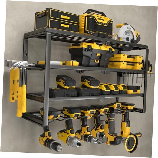 4 Layer Power Tool Organizer Wall Mount, Cordless 24 Inch 6 Drills Holder